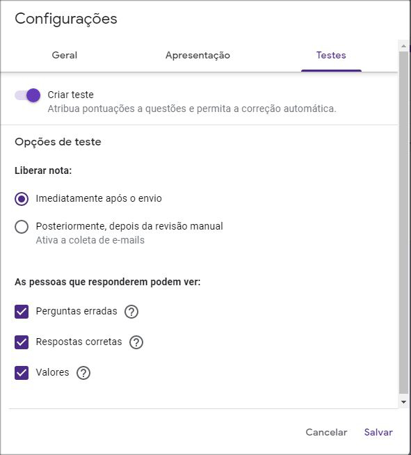 Como criar teste e prova online no Google Forms